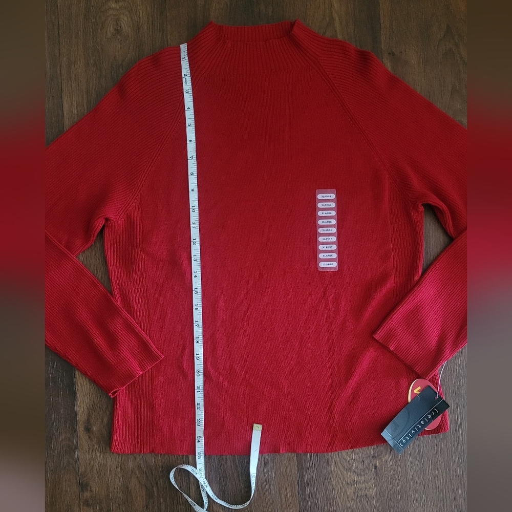 Relativity ribbed slight mockneck pullover sweater Women's XL true red - Picture 8 of 8